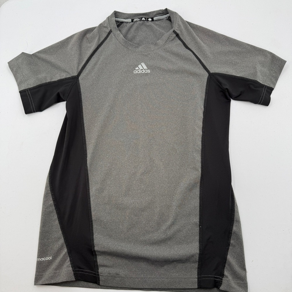 Adidas Compression Shirt Mens Small Gray Climacool Short Sleeve Athletic Tee